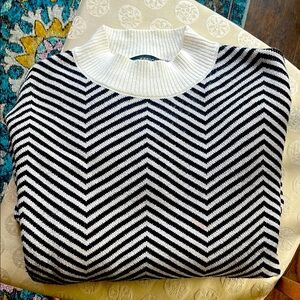 Black and White Cowl Neck Chevron Sweater